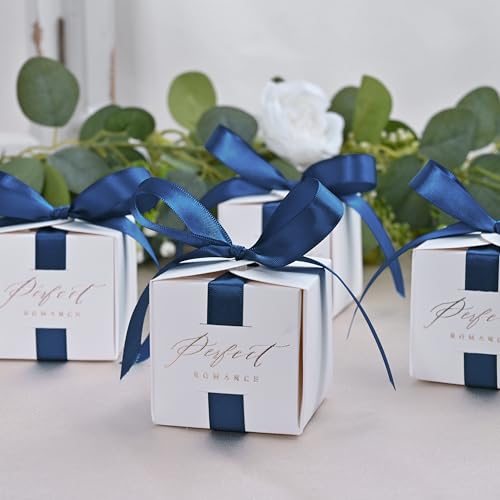 Image of Double Face Navy Blue Satin Ribbon 1 /2 inch X 50 Yards Polyester Navy Blue Ribbon for Gift Wrapping Very Suitable for Weddings Party Invitation Decorations and More