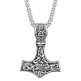 Viking Thor's Hammer Necklace - Norse Amulet Mjolnir Pendant Necklace - Celtic Pagan Symbol Jewelry