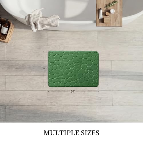 YIHOUSE Memory Foam Bath Mat Cobblestone Bathroom Rugs Super Water Absorbent Bath Mats for Bathroom Machine Washable Bath Rugs(17 x 24,Green) - image 5