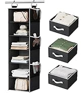 Pipishell Hanging Closet Organizer 6-Shelf , Hanging Shelves for Closet with 3 Removable Drawers ...