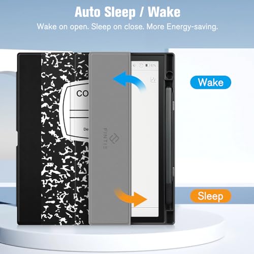 Fintie Case for 10.3" BOOX Note Air3 C/Note Air 3 B/W E Ink Tablet ePaper 2023 - [Built-in Pencil Holder] Hybrid Slim Cover with Clear Transparent Back Shell, Auto Sleep/Wake, Composition Book