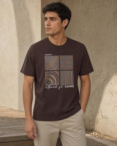 Image of Nobero 100% Cotton T Shirts for Men Stylish | Regular Fit | Graphic Printed T Shirts for Men 180 GSM Combed Cotton | Round Neck Half Sleeve