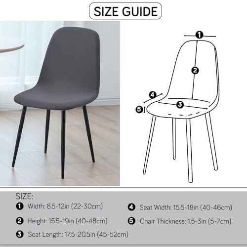 Image of HOKIPO 'SereneSolids' 140 GSM Shell Chair Cover, Mid Century Modern Dining Chair Cover, Pack of 1, Grey (AR-6248-GRY)