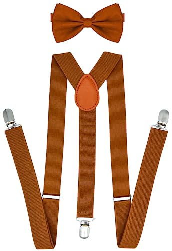 Image of trilece Men's Suspenders and Bow Tie Set - Adjustable Y-Back Suspenders with Matching Bow Tie for Weddings and Formal Wear