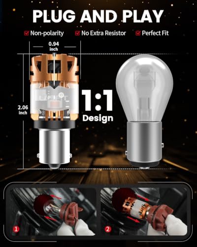 Image of LASFIT D2 1156 LED Bulb 7506 Red Brake Tail Lights 500% Brighter Error Free