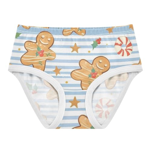 Christmas Gingerbread Man Soft Girls' Panties Comfort Underwear for Baby Girls in Sizes 2T,3T, 4T, 5T, 6Y and 8Y