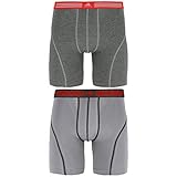 adidas Men's Athletic Stretch Cotton Midway Underwear (2 Pack), Marl Heather Black/Ray Red/Grey, Large