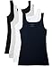 4 Pack Caramel Cantina Junior's Skinny Tank Top (Medium, Black/White/Navy/Grey)