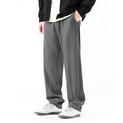 Mens Corduroy Pants Uncuffed Sweatpants Open Bottom Baggy Wide Leg Lounge Pant with Pockets Wide Wale Corduroy Pant