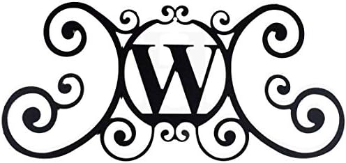 24 Inch House Plaque Letter - Wrought Iron Metal Scrolled Monogram Initial Letter Home Door Wall Hanging Art Decor Family Name Last Name Letter Sign (W, 24 x 11 inches,Thick 0.078 inch (2mm)