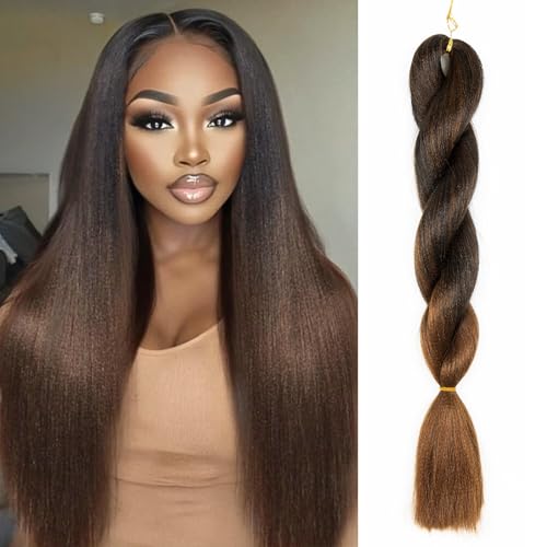 Kinky Straight Vixen Crochet hair 18Inch Natural Black Color Yaki Kinky Straight 1 Bundles Hair Extension Premium Synthetic Fibers For Black Women (T30)