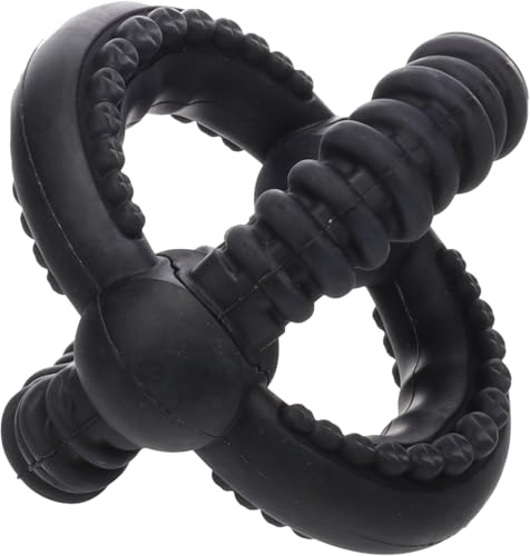 Flamingo Hundespielzeug unzerstörbar – Cross Ball schwarz – extra Starkes Gummi – 16,5 × 16,5 × 14,1 cm
