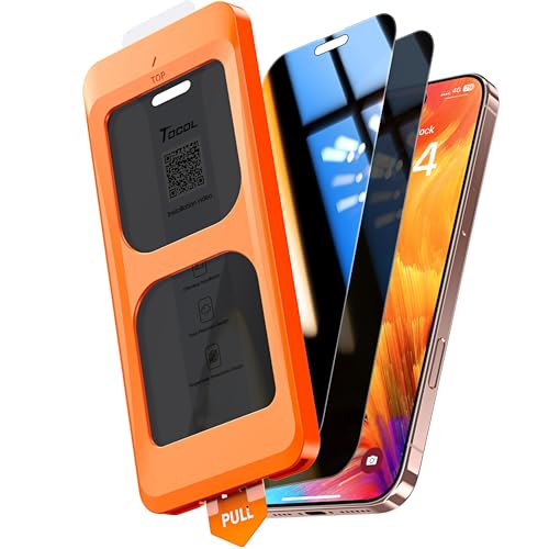 Image of TOCOL for iPhone 16 Pro Privacy Screen Protector 6.3-Inch True 25Anti Spy 9H+ Hardness Tempered Glass for Full Coverage Easy Installation 2 Pack