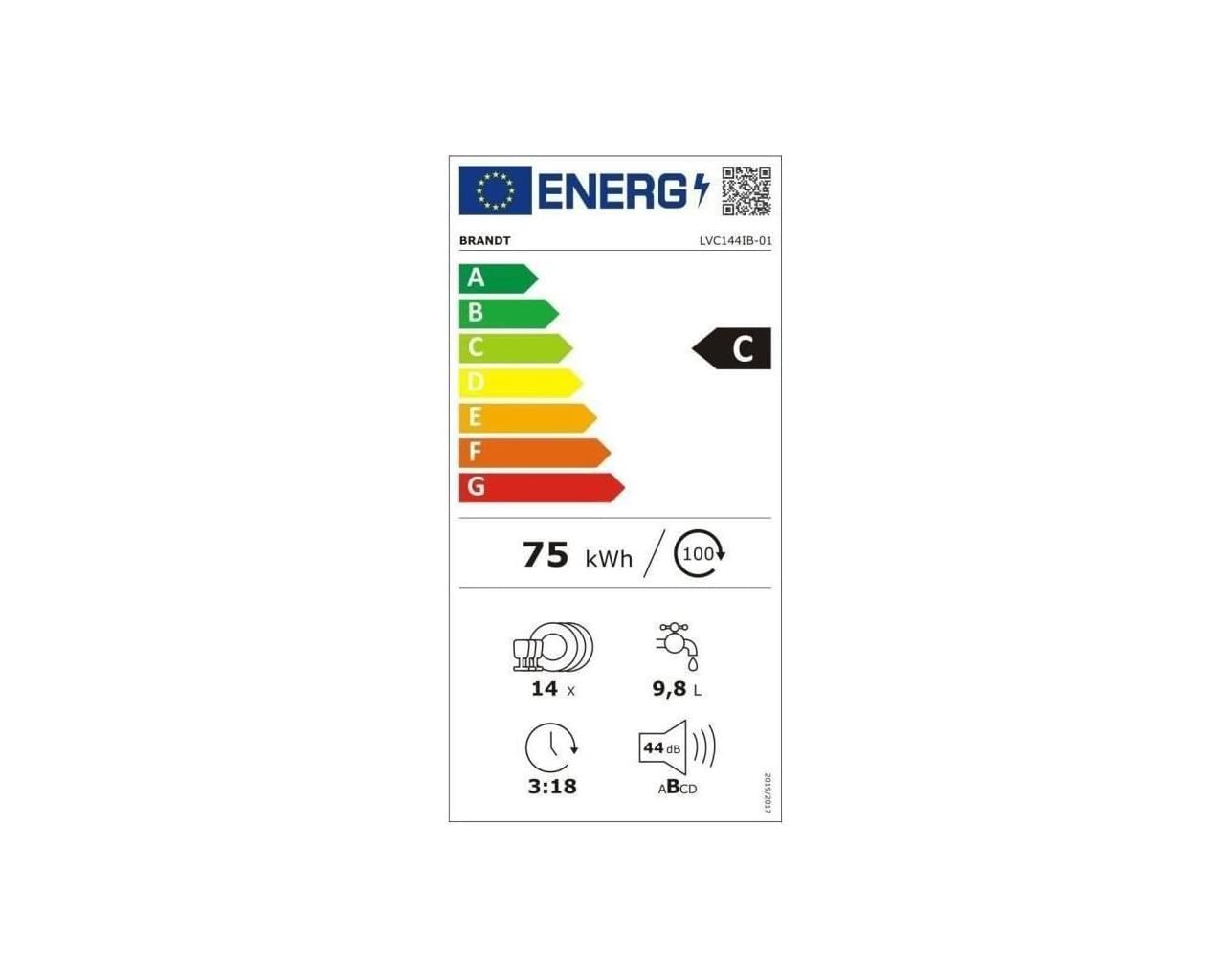 BRANDT Lave-vaisselle pose libre 14 Couverts 60cm C