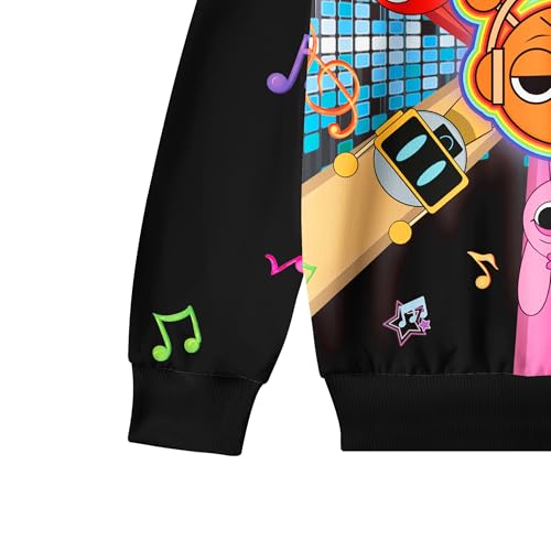 Zamzirrow Moletom infantil Sprunki com capuz infantil casual fino para crianças de 5 a 12 anos, Pret