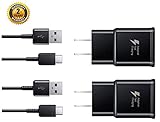 Samsung Wall Charger Adaptive Fast Charger Kit,ChiChiFit 2 Pack Travel Charging Adapter + 2 Type-C USB Data Cables Compatible with Samsung Galaxy S8/S9/S10 Plus/note8/9 and More (Black)