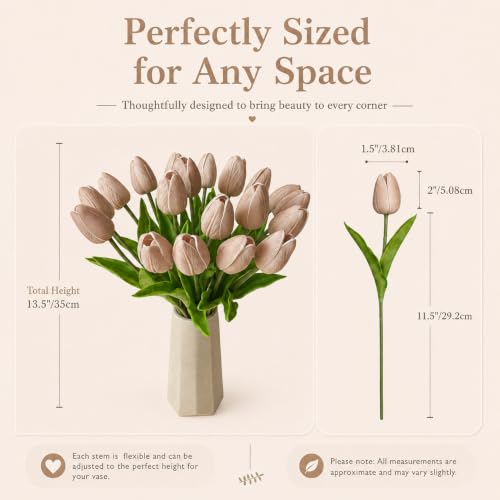 Image of Mandy's 20pcs Artificial Light Brown Tulips