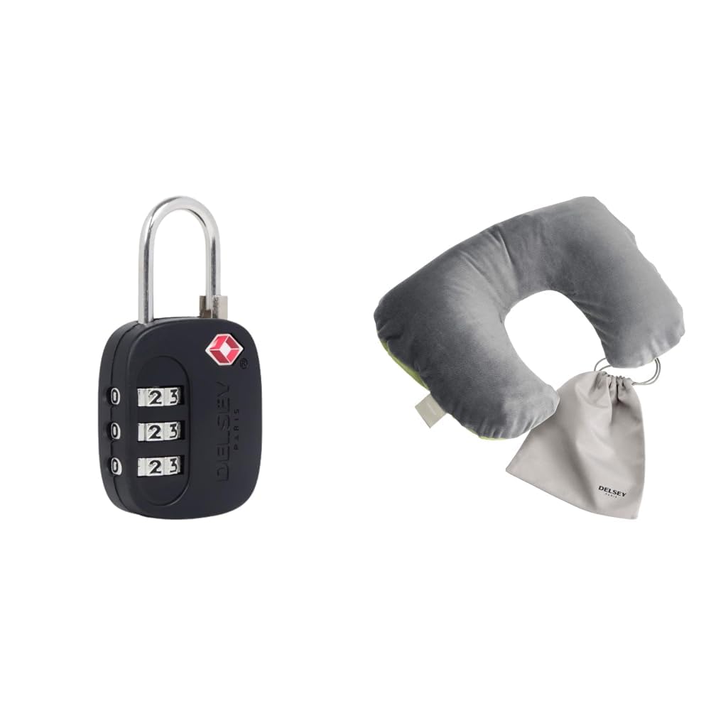 TSA 3 Digit Luggage Lock Black + Lime Travel Pillow (394026013)-image-21