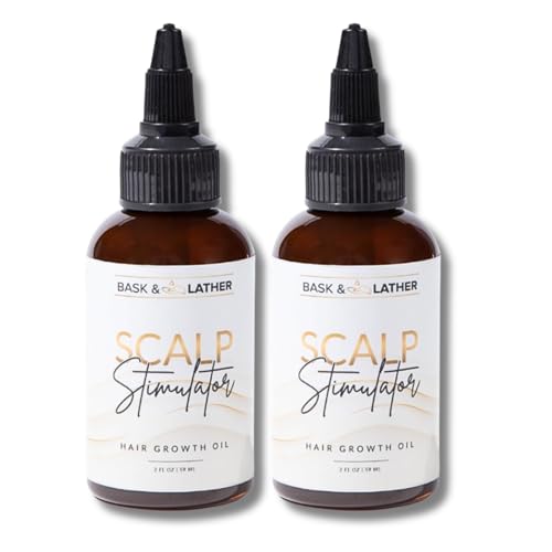 Bask & Lather Scalp Stimulator Hair Growth Oil, Rosemary & Mint, 2 fl oz (Pack of 2)