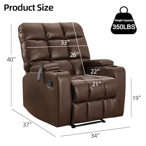 Sillón reclinable eléctrico piel cuero marrón miniatura 2