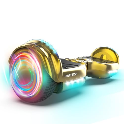 SUNDERWELL Electric Hoverboard for Kids, Hover board with Wireless Bluetooth Speaker and LED Flashing Wheel Lights, 6.5' All Terrain Hoverboard Max Speed 9 MPH, Max 165lbs​ (Gold)