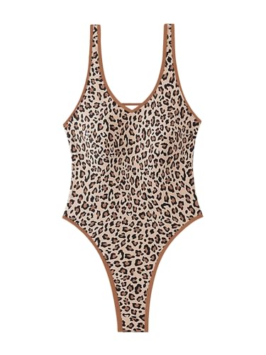 Image of Foxiny Sexy Backless Cheeky High Cut Leg Thong V Neck One Piece Swimsuit