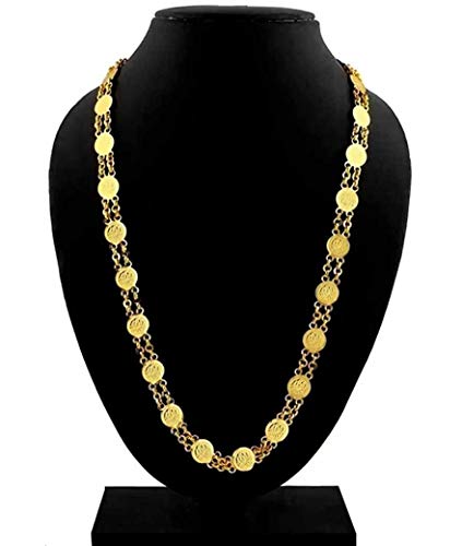 Image of VAMA Fashions Laxmi coin kasulaperu Traditional Temple Coin Jewellery God Lakshmi Coin Necklace Set for Women
