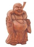  Mönch-Statue stehend, Holz-Skulptur Asien, Buddha