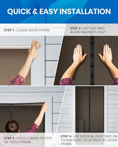 Flux Phenom MAGNETIC SCREEN DOOR Durable Upgraded Mesh, Fits 38 Inch X 82 Inch Doors, Easy Install, Auto-Closing, Pet-Friendly, Bug Barrier, Hands-Free, Patio Screen Mesh thumb #7