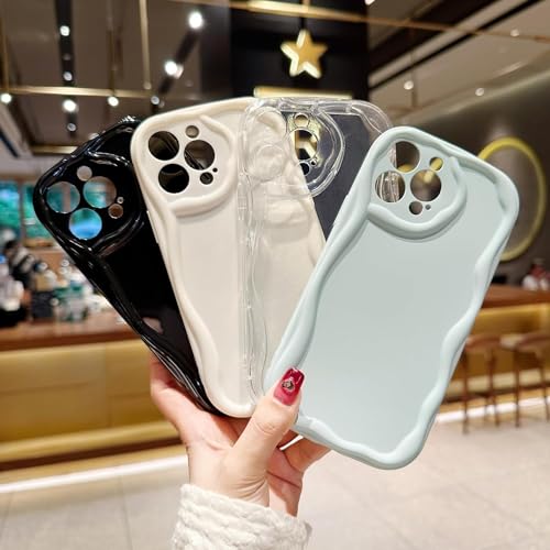 Image of KC Back Cover for Samsung Galaxy A35 5G Curly Wave Frame Shape Shockproof Bumper Soft Silicone Case with Camera Protection (Transparent)