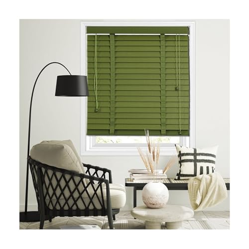 Jalousien aus Kunstholz, 50 mm Lamellen, einfach anzubringen, horizontale Jalousien für Fenster, Sichtschutz, erhältlich in 40 cm bis 160 cm Breite, grüne Vorhänge