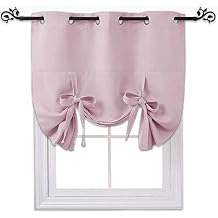 NICETOWN Blackout Valances Window Shades - Blackout Short Roman Tie Up Balloon Shades Curtain for Kitchen/Bathroom/Nursery Window Lavender/Baby Pink, Grommet Top Panel, 46 inches W x 63 inches L