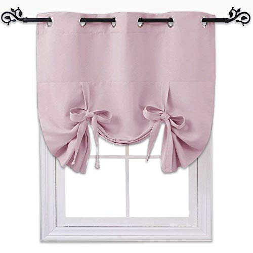 NICETOWN Blackout Valances Window Shades - Blackout Short Roman Tie Up Balloon Shades Curtain for Kitchen/Bathroom/Nursery Window (Lavender/Baby Pink,