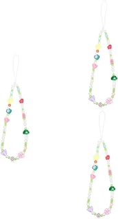 Hemobllo 2 Pçs Cordão De Telefone Frisado Para Decoração De Smartphones Chaveiro Cordão De Pulso Bonito Cordão Curto Para Chaves Cordão De Telefone Celular Frisado Alça De Charme Para