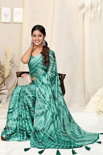 Image of MIRCHI FASHION Saree for Woman Chiffon Shibori Printed | Lightweight Regular Use and Professional Office Sari with Blouse Piece