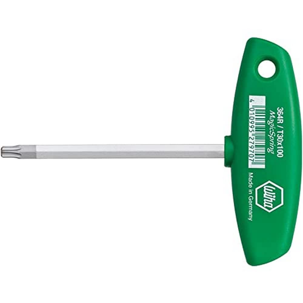 Wiha Allen Wrench with Sliding bar TORX with securing Mechanism, MagicSpring, Matte Chromed, 364R009100, Red, T9x100