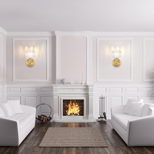 Image of 5 inch Tulip Glass Wall Sconces 180 Degree Adjustable Brass Wall Light Hradwired Modern Wall Lighting Fixture with Switch for Bedside Bedroom Doorway Reading Nook