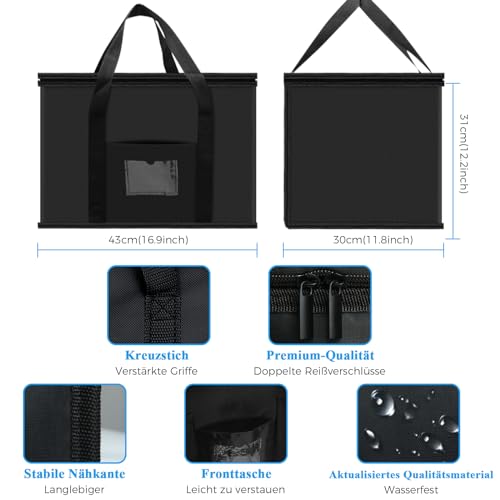 Beautyshow 40L Kühltasche Groß Einkaufstasche Faltbar Thermotasche Dauerhaft Isoliertasche Picknicktasche Gefriertasche für Einkauf/Picknick/Camping/Strand/BBQ/Outdoor/Reisen/Auto, Upgrade 4