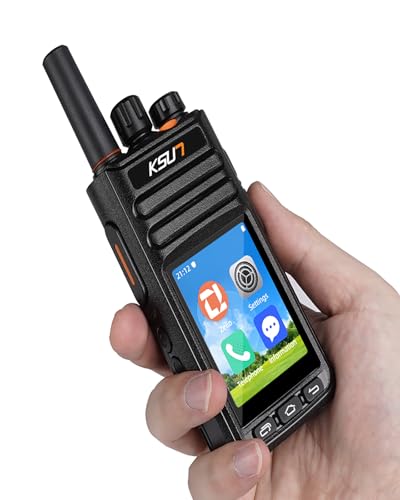 KSUN 4G Network Radio with Bluetooth WiFi Walkie Talkie Long Range 2.4-Inch Touch Screen LTE/POC Two Way Radio Push-to-Talk for Zello Android 9.0 Smart Mobile Radio Type-C Charging ZL65 (Black)