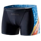 MY KILOMETRE Men's Square Leg Athletic Swim Jammers Durable Training Splice Swimsuit