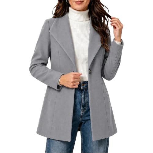 Lainyong Wool Coat Women Winter Warm Jackets Plus Size Trench Coats | Plus Size Wool Blend Trench Coat, Casual Notch Lapel Overcoats, Fashion Solid Color Outerwear, Thicken Warm Cardigans - image 2