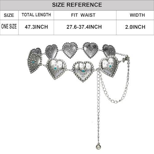 ILuvatar Cowgirl Boho Turquoise Concho Belts for Women, Silver Chain Belts for Women Western Waist Chain Belt for Dresses Jeans2