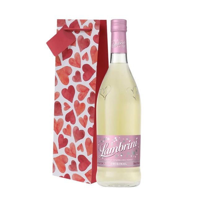 Lambrini Sparkling Original 75clwith Hearts gift bag for Birthday, Christmas, Anniversary