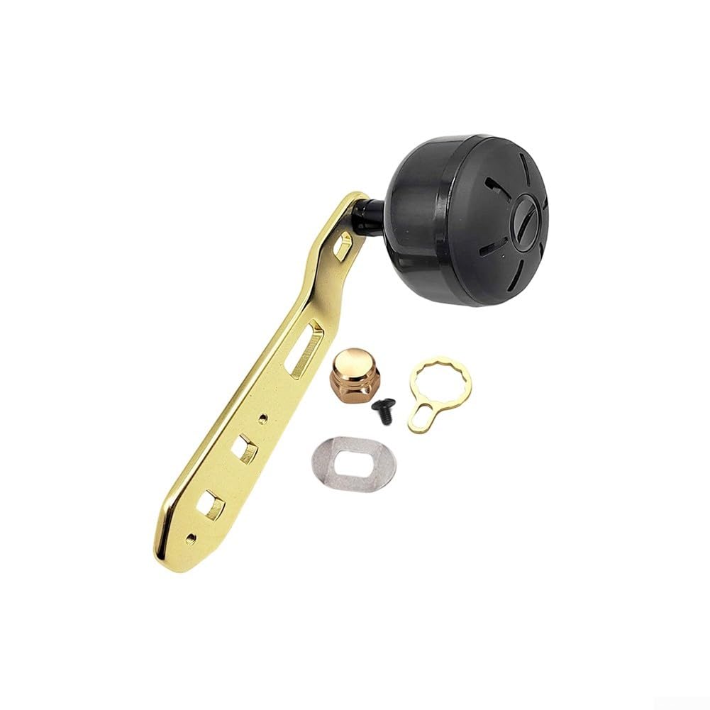Carbon Fibre Extended Single Rocker/Arm Power Handle for Daiwa Tatula/and for abu Baitcasting Reels, 110mm /Swing Plate with Grip Knobs/, Blue(left hand gold)