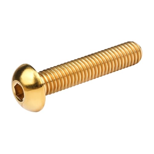 Image of Titanium Bolt M4x6 8 10 12 15 20mm Hex Head Screws for Bicycle Pack of 4 (Gold, M4x20mm)