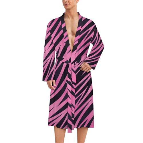 Peignoir de bain homme original, le cadeau kimono idéal imprimé zèbre rose