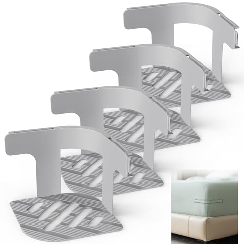 Lot de 4 Supports de Draps, Attache Drap Housse et Tendeur Drap Housse, Clips de Feuille à Verrouillage Anti-Dérapant, Adaptés à Tous Les Matelas,...