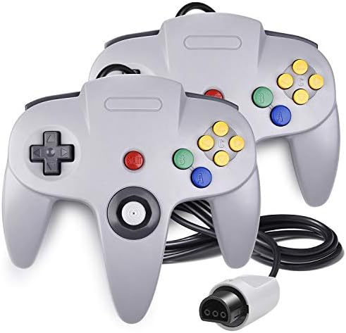 2 Pack N64 Controller, iNNEXT Classic Wired N64 64-bit Gamepad Joystick for Ultra 64 Video Game Console N64 System (Grey)