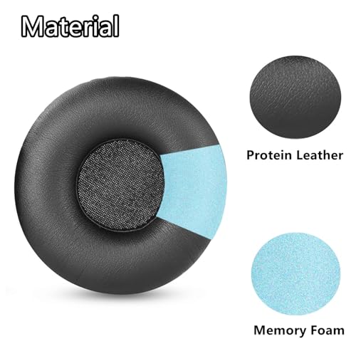 Almohadillas de repuesto para auriculares Sony MDR-ZX110NC, cubiertas de cuero proteínico y espuma viscoelástica, color negro miniatura 2