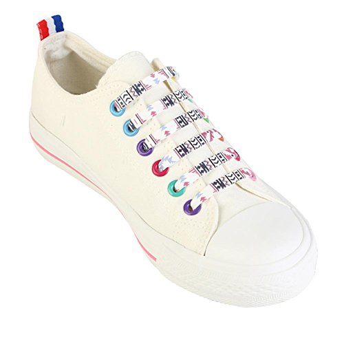 Uniqstore 16 Unids No Tie Shoelaces Cordones de Silicona Geométrico Creativo Abstracto Patrones Zapato Cordones